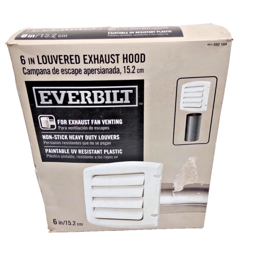 Everbilt 6" Louvered Exhaust Hood in White BLH6WHD DIY Kit Kitchen Vent